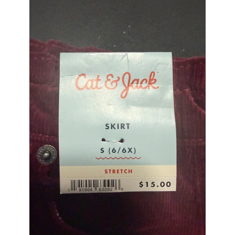 Cat & Jack Girls 6 6X Burgundy Corduroy Skirt Stretch NWT School Fall